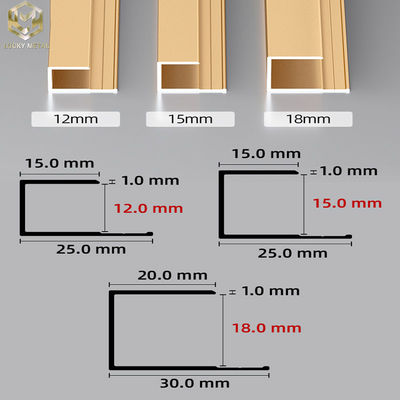 Extruded Aluminium U Profile 12mm Custom Shapes For Stair Wall