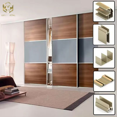 Gold Black Wardorbe Closet Door Aluminum Frame Aluminium Profile