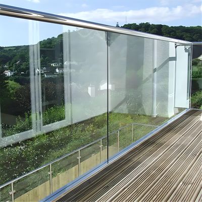 Adjustable Height 10mm Glass Panels Aluminum Fence For Outdoor